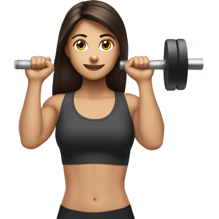 brunette girl lifting weights emoji