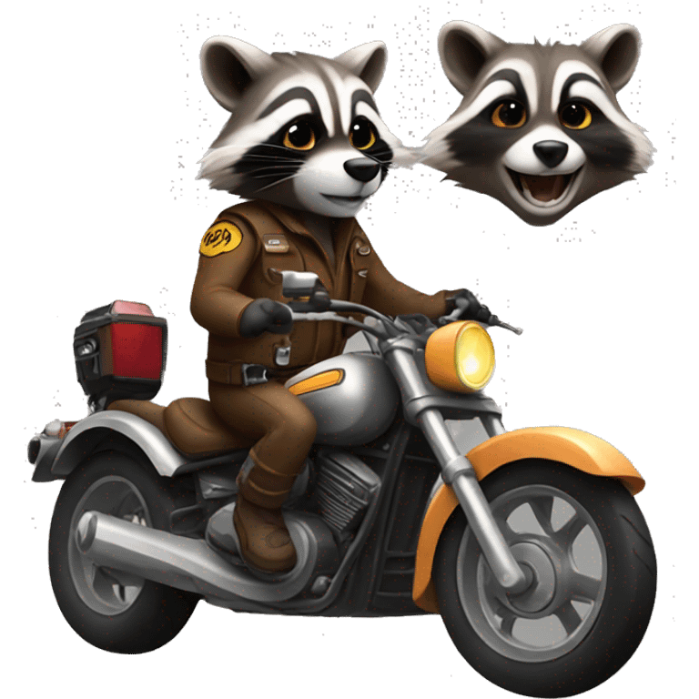 Racoon ride motorcycles  emoji