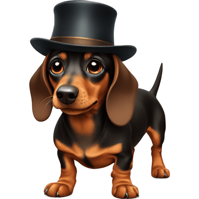 dachshund with hat emoji