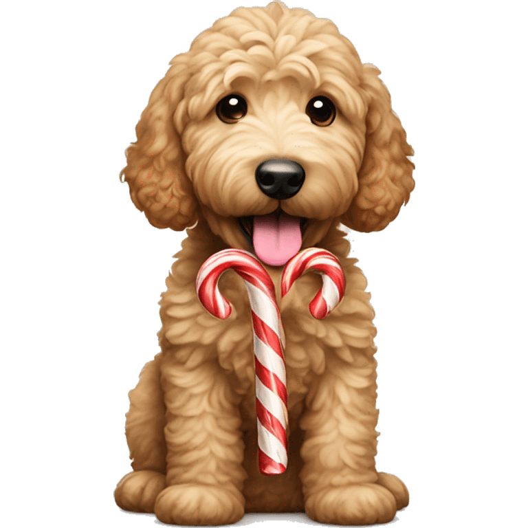 Golden doodle eating a candy cane emoji