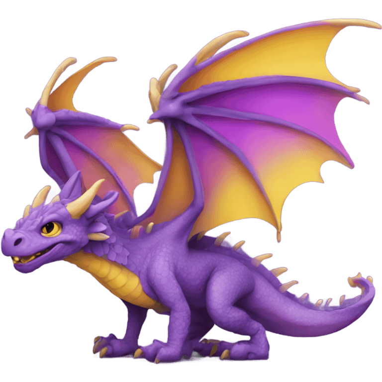 dragon with a yellow nose and purple wings  emoji