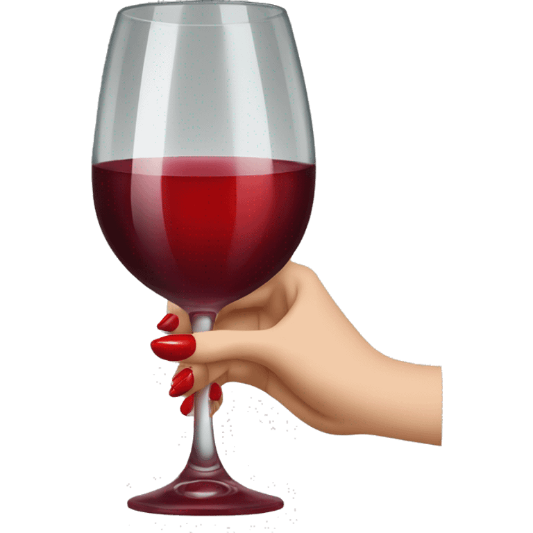 Red long nails holding a glass of wine  emoji