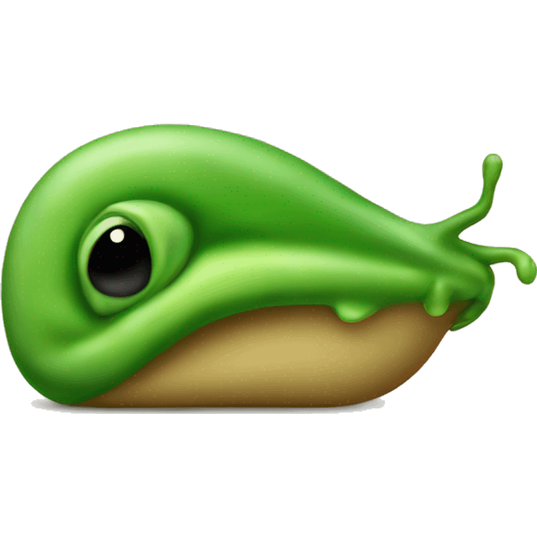 A green slug reading a bok emoji