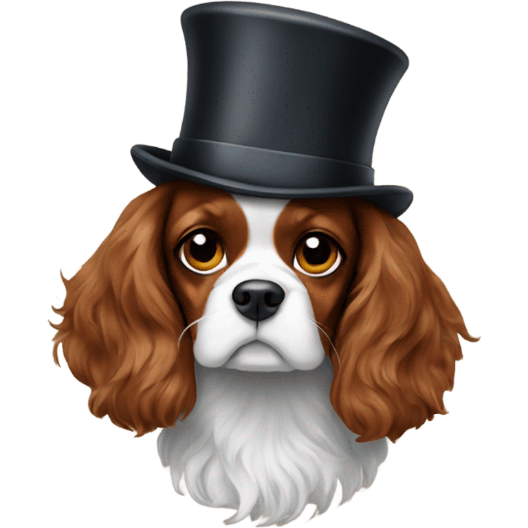 Cavalier spaniel wearing a top hat emoji