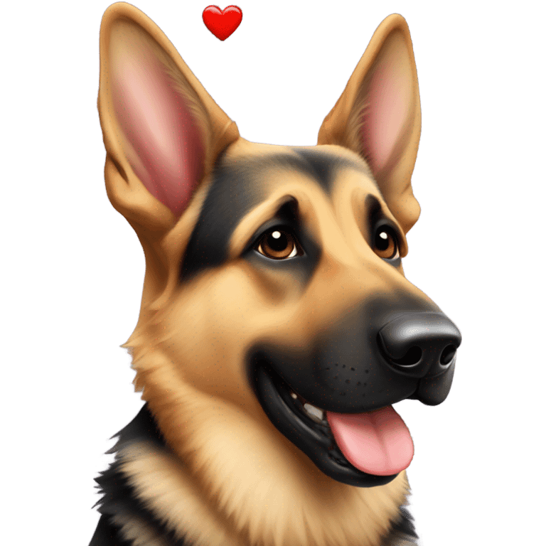 German Shepard kissing face with heart  emoji