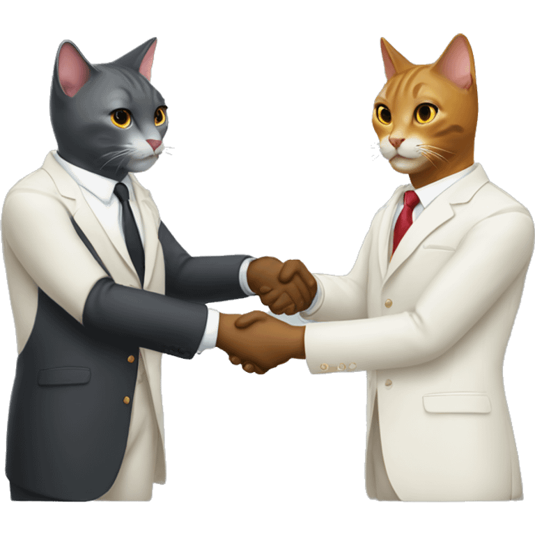 Two cats shaking hands in suits  emoji