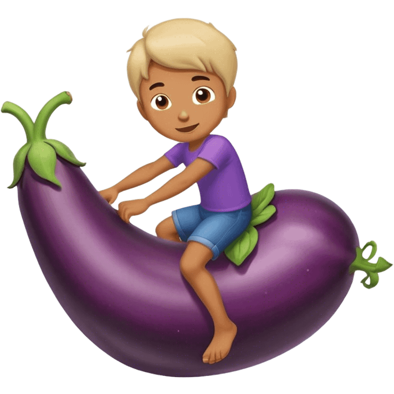 Boy riding eggplant  emoji