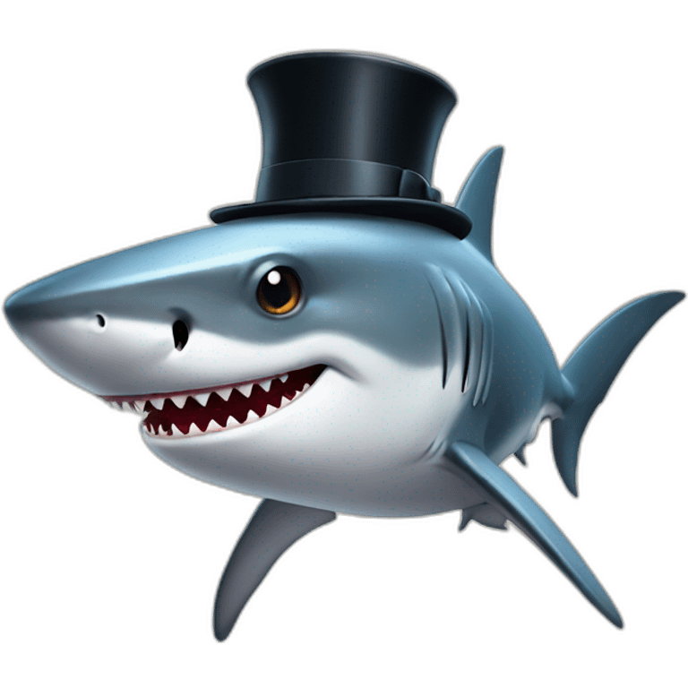 Shark with a top hat emoji