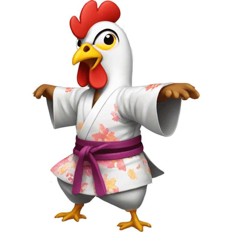 Chicken wearing a kimono doing karate   emoji