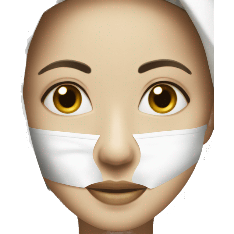 A serene women wearing a white sheet face mask emoji