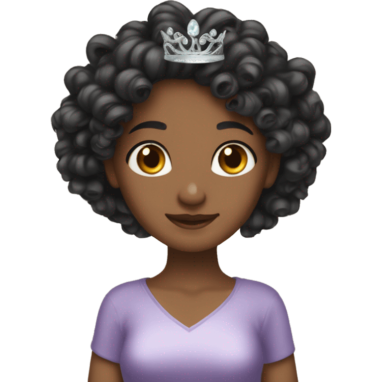 Long curly dark hair color birthday tiara light skin emoji