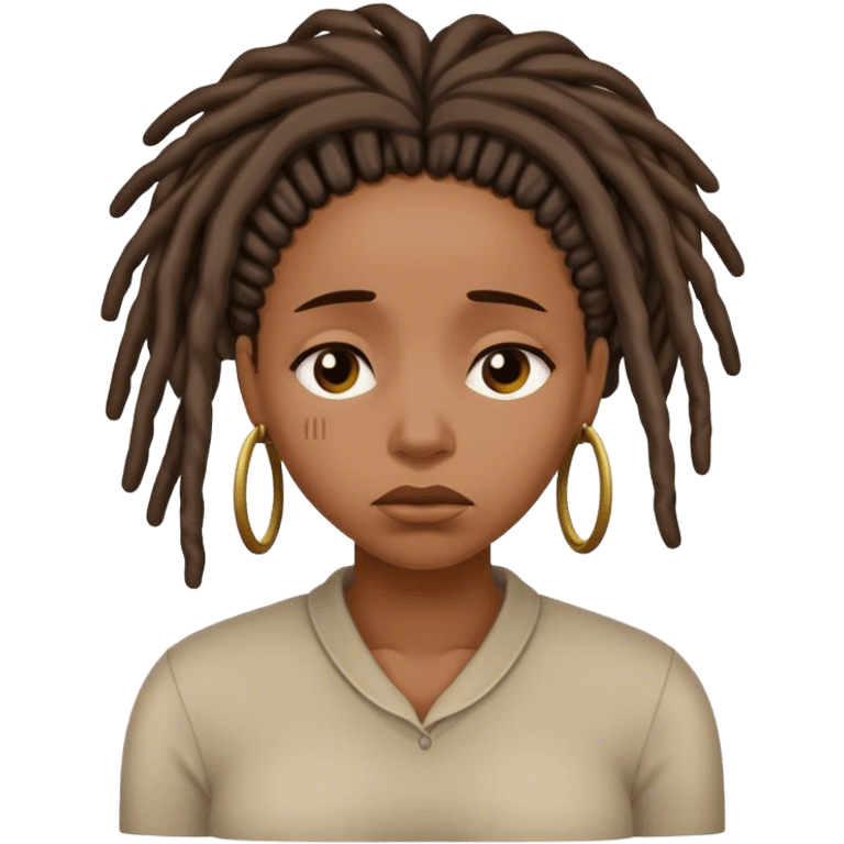 Black woman with locs sad emoji