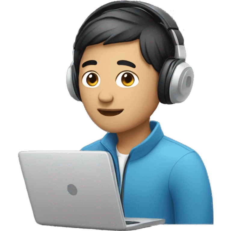 asian man with a laptop and headphones emoji