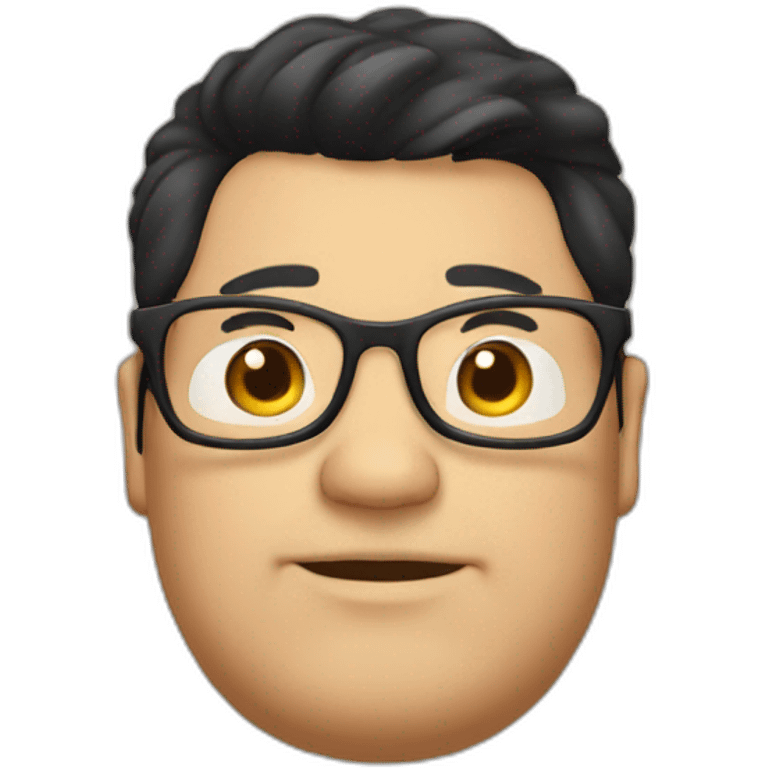 fat guy with glasses, black haired, clean shaven emoji