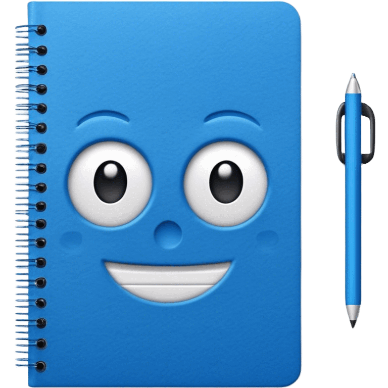 Blue notebook that says opovisual in the cover emoji