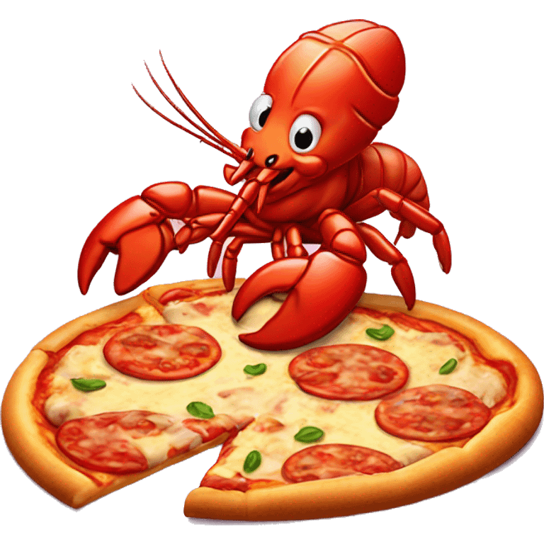 Cute Lobster eating pizza emoji