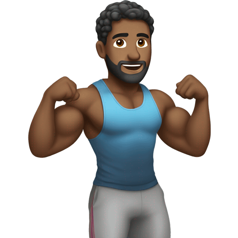 a man is warming up for training at the gym emoji