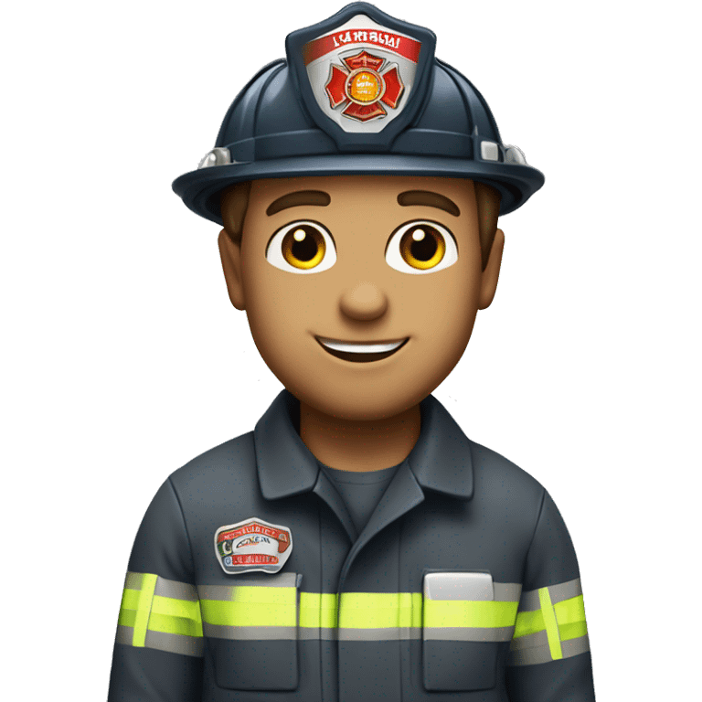 caucasian firefighter with nametag smith emoji