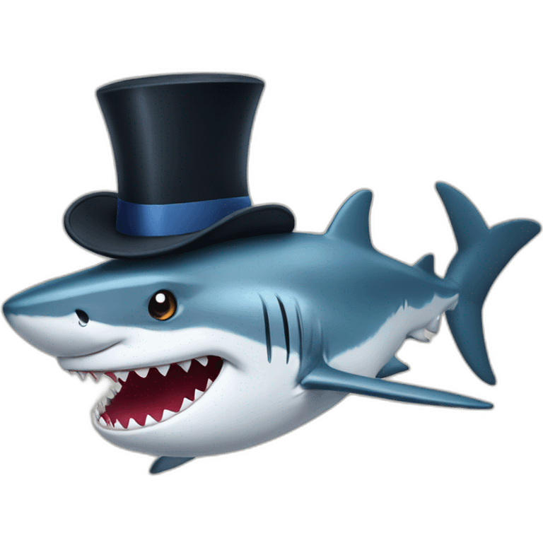 Shark with a top hat emoji