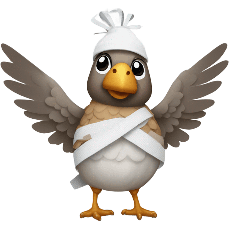 quail whit wing bandaged emoji