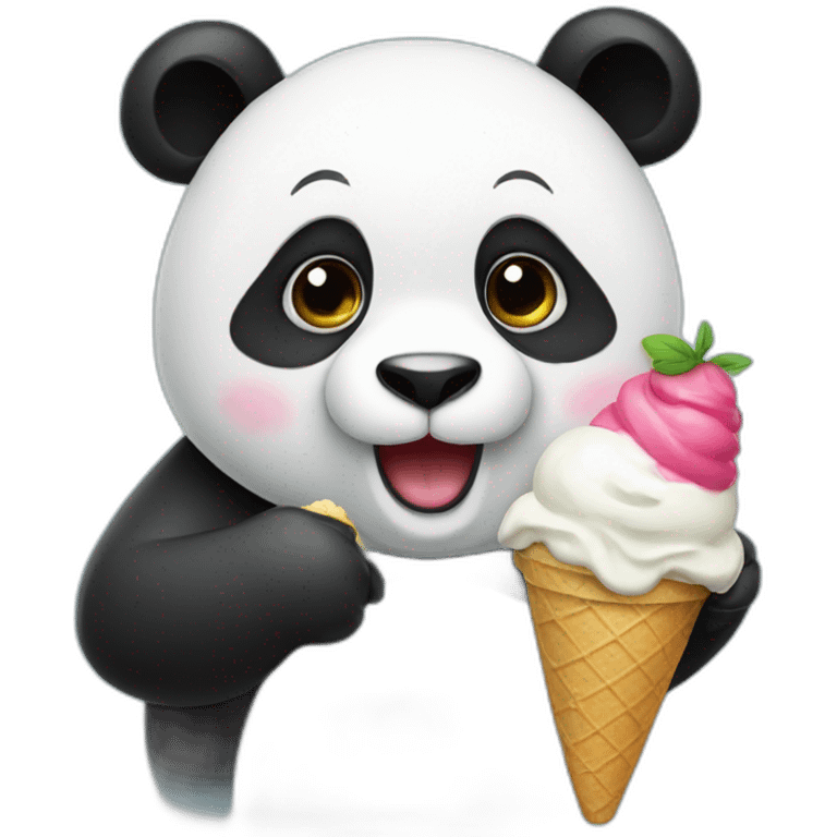 Panda eating ice cream emoji