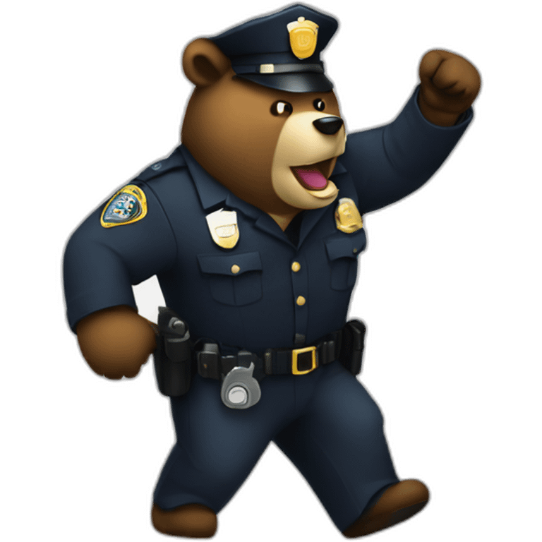 Bear cop arresting a criminal emoji