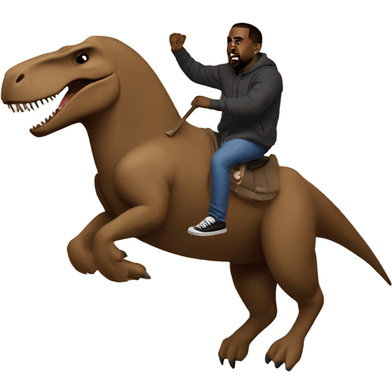 Kanye West riding on a Trex wich is jumping through a Fire Circle emoji