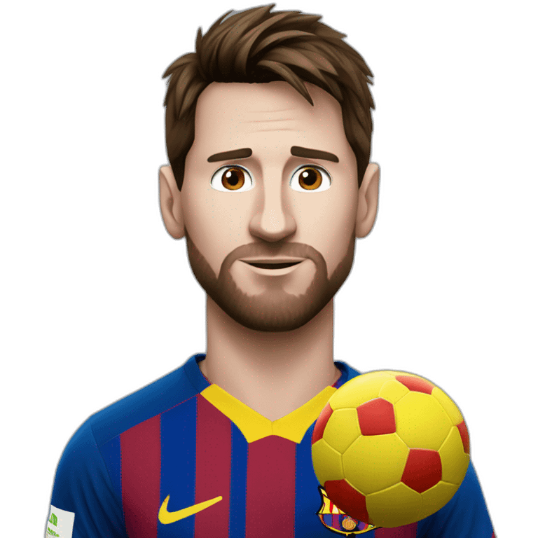 Messi avec un ballon rouge emoji