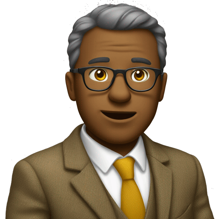 Brown bear university professor wearing tweed suit and clear yellow plastic thick-rimmed glasses emoji