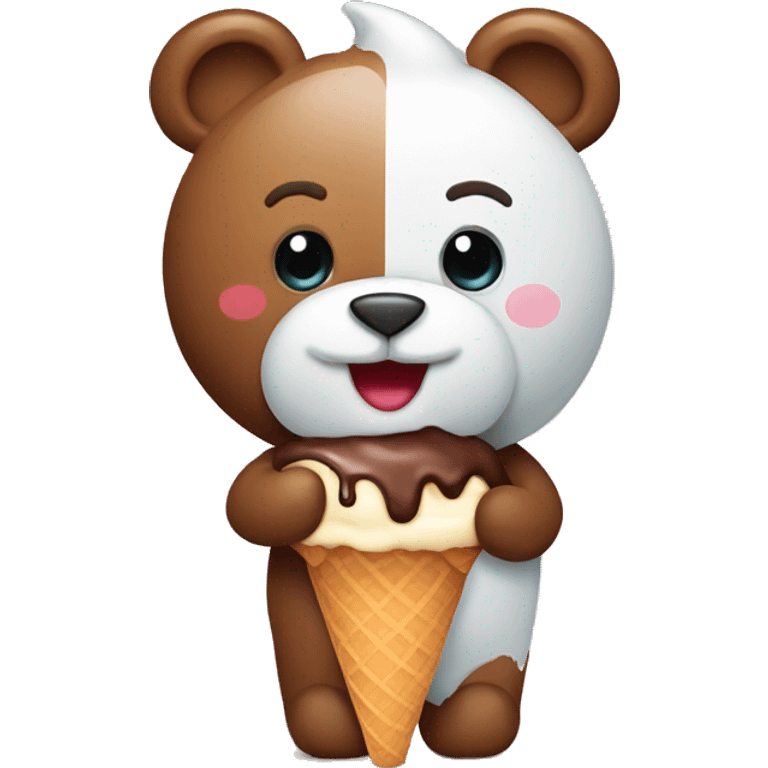 Teddy bear with ice cream emoji