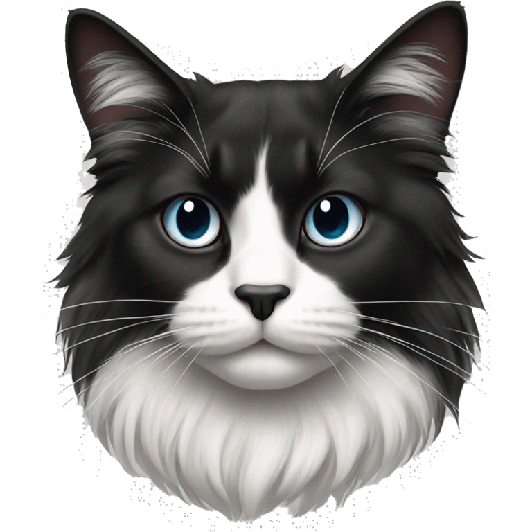 black and white cat long haired emoji