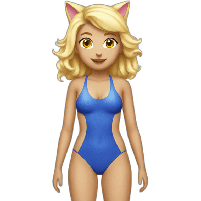 hot catgirl blonde swim suit emoji