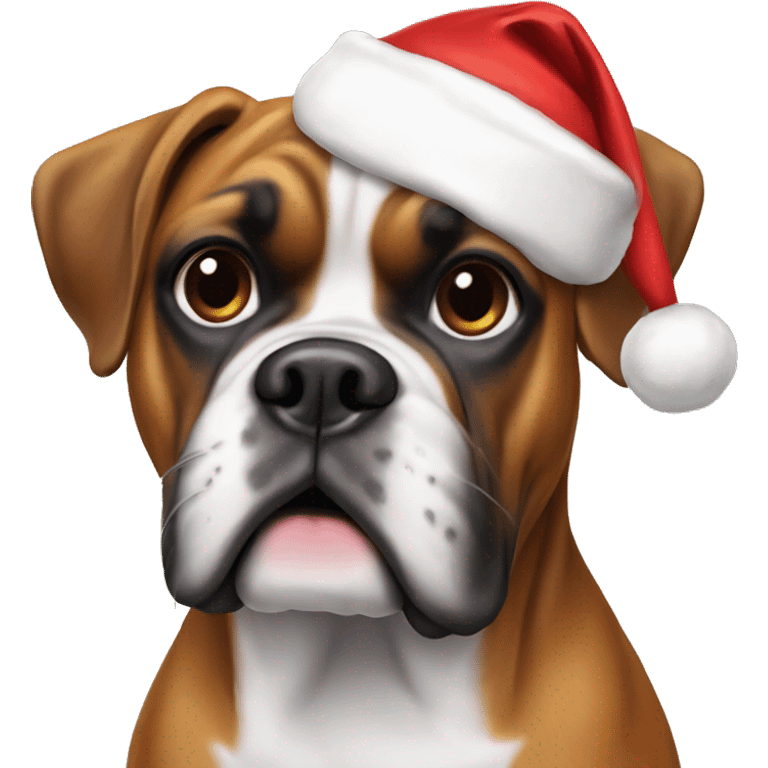 Boxer dog with Santa hat  emoji