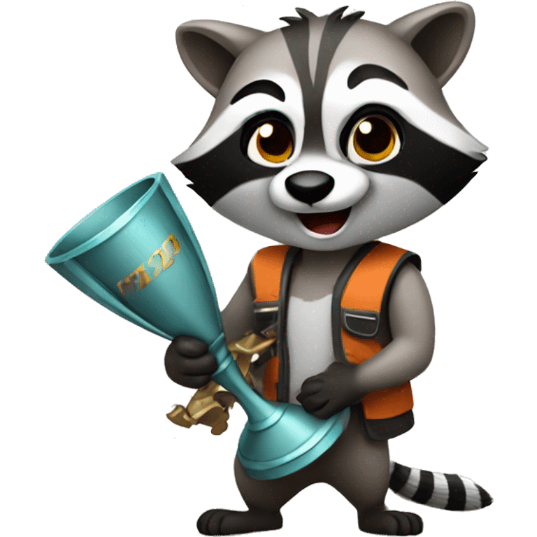 Raccoon with a trophy emoji