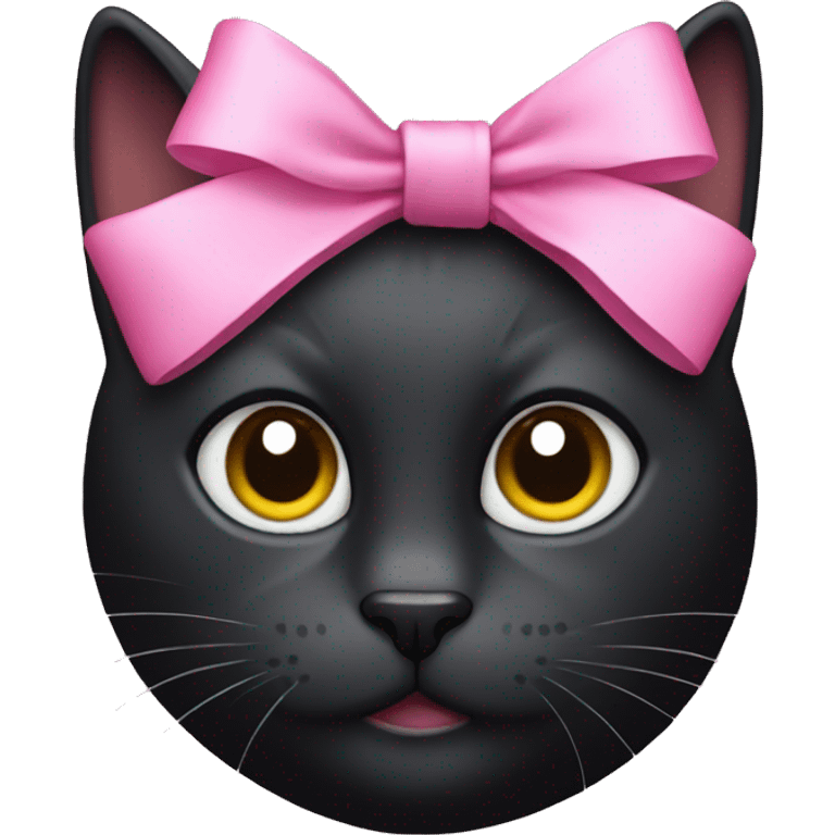 black cat with a pink bow on his head emoji