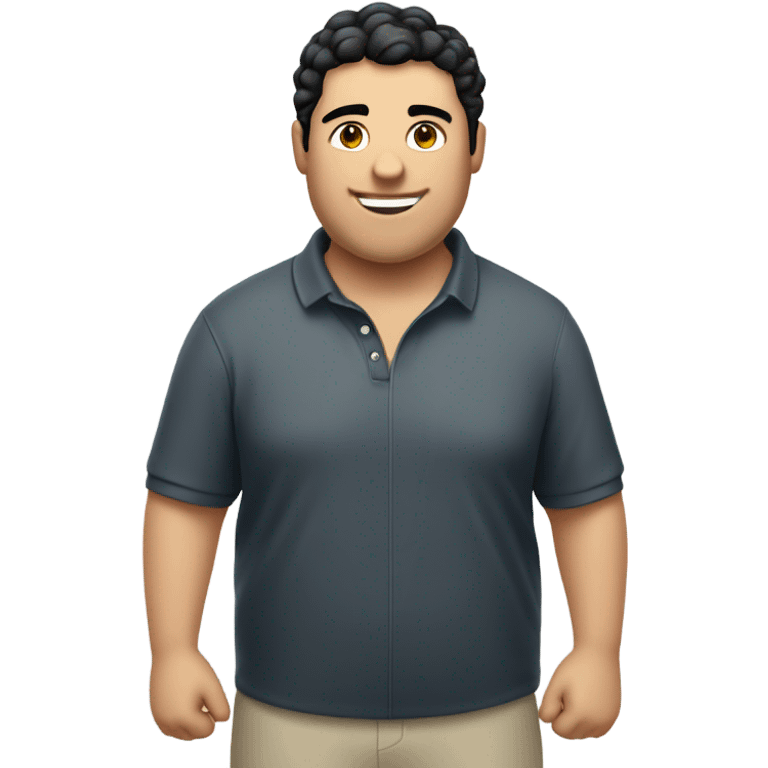 Laid back white guy with black hair and chubby wearing a polo shirt and a sport jacket  emoji