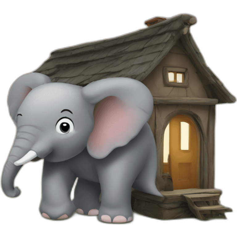 Elephant in a small house emoji