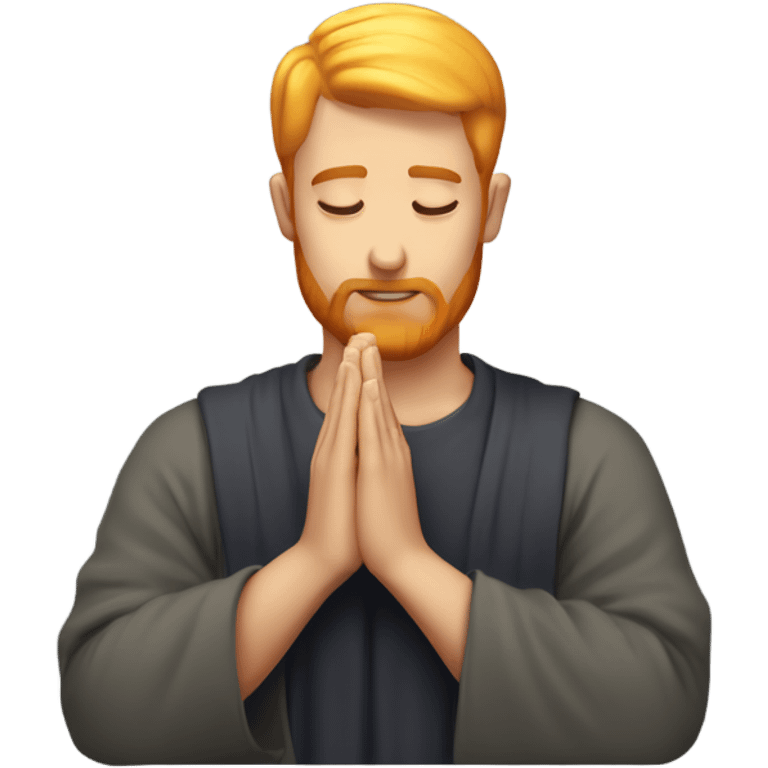 man with orange beard and super short blond hair and square galses as he praying  emoji