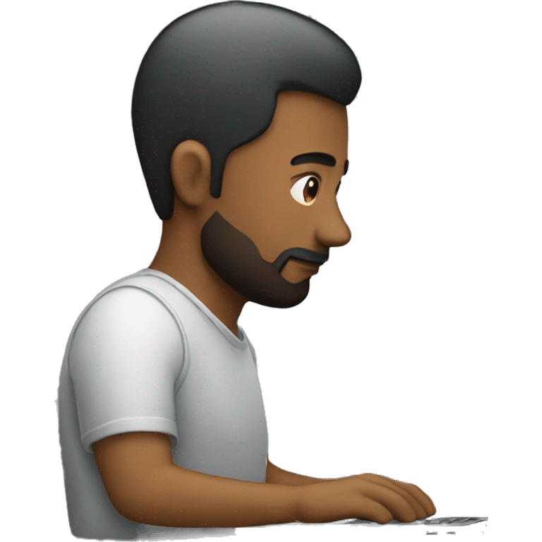 man working on his macbook laptop looking down emoji