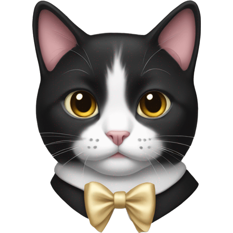 tuxedo cat wearing a bow emoji