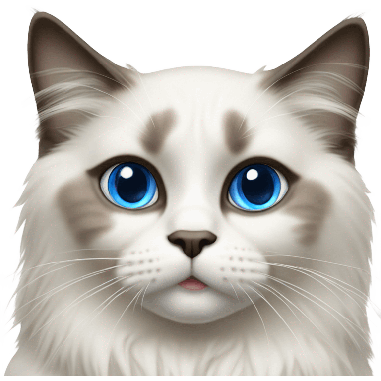 Realistic ragdoll cat with blue eyes female emoji