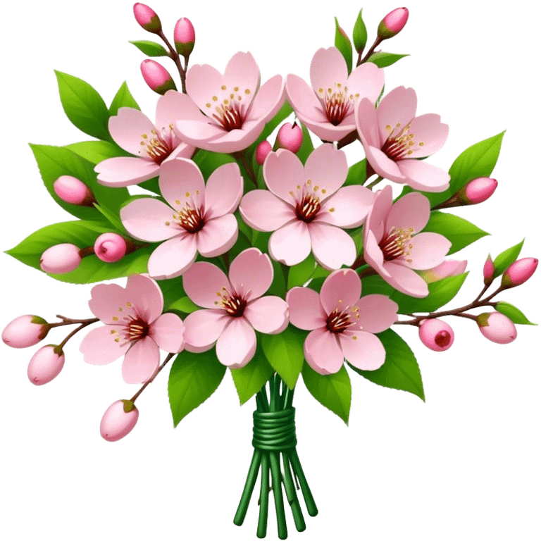 big bouquet Cherry Blossom, luxuriant, stem, leaf emoji