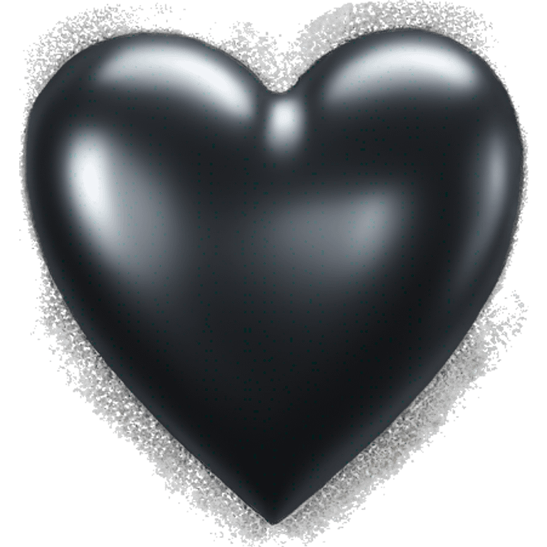 Black 3D silver sparkly heart emoji