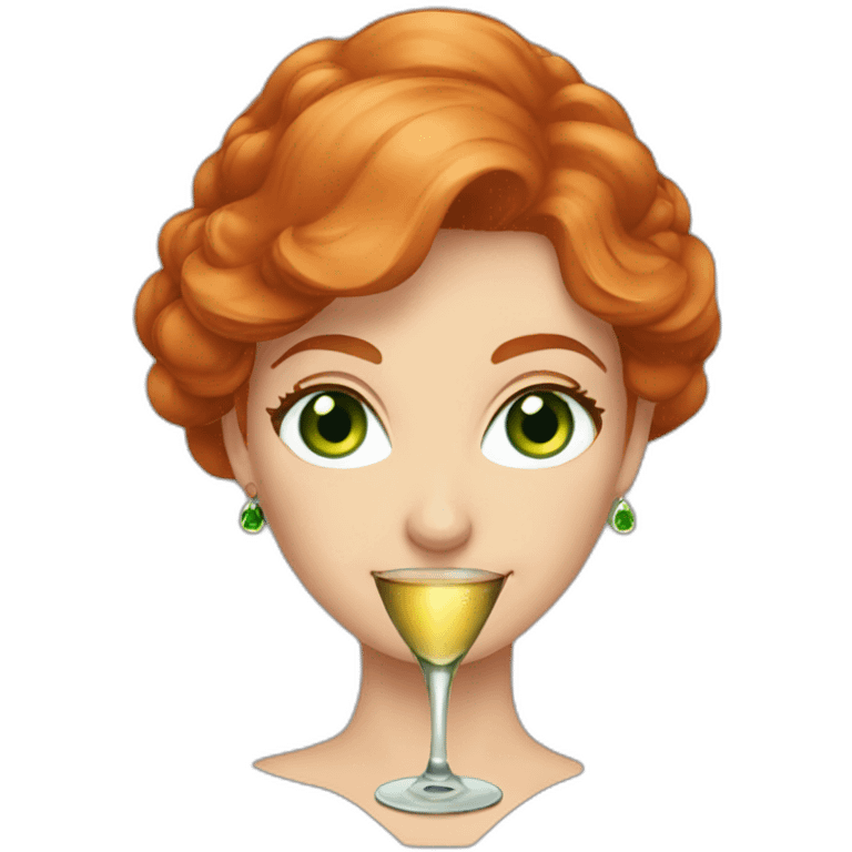 green-eyed red-haired woman with a glass of champagne emoji