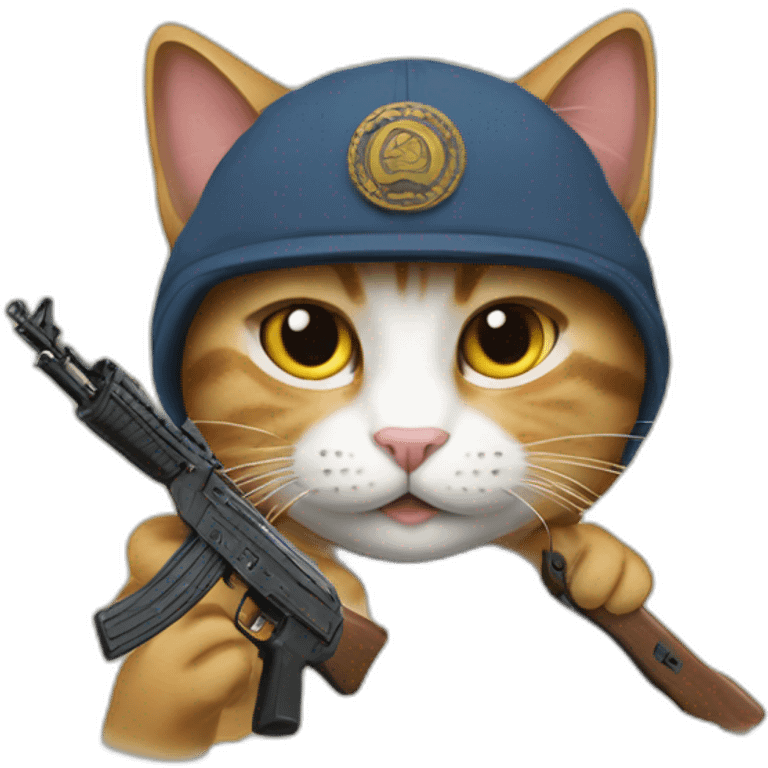 cat with an AK-47 emoji