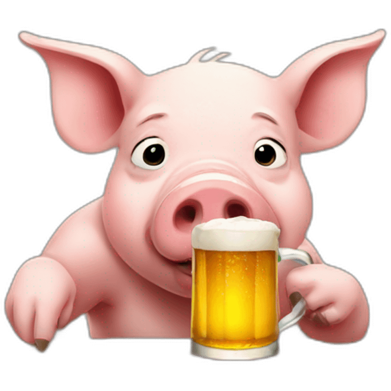 a pig drinking beer emoji