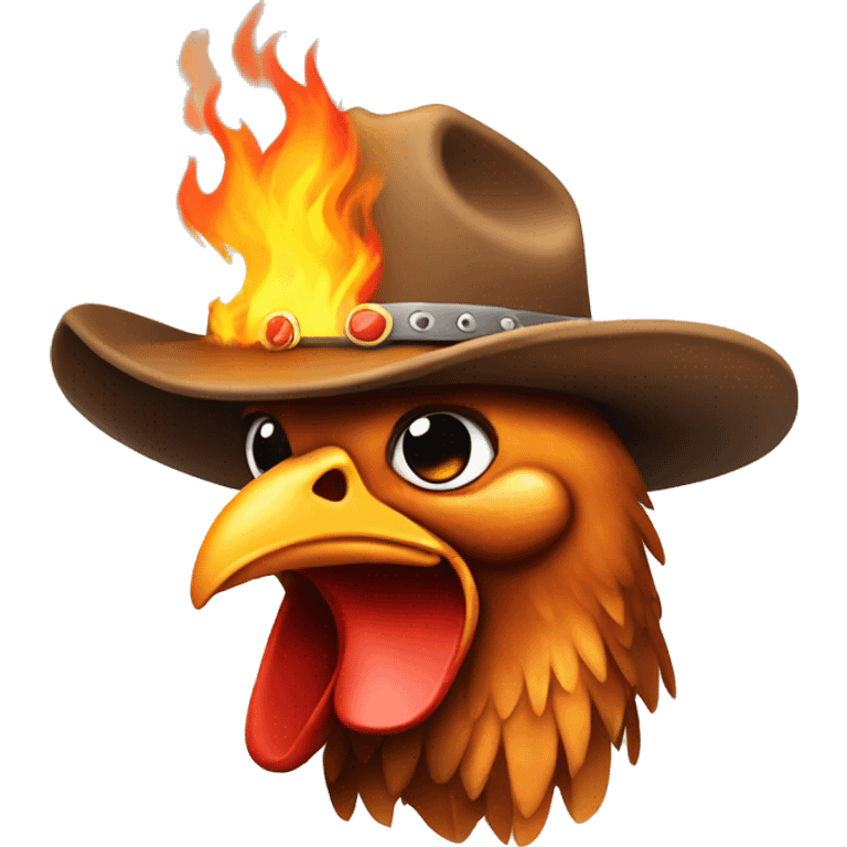 chicken on fire with a cowboy hat emoji