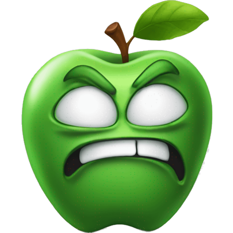 Can you generate an image of a angry apple  emoji