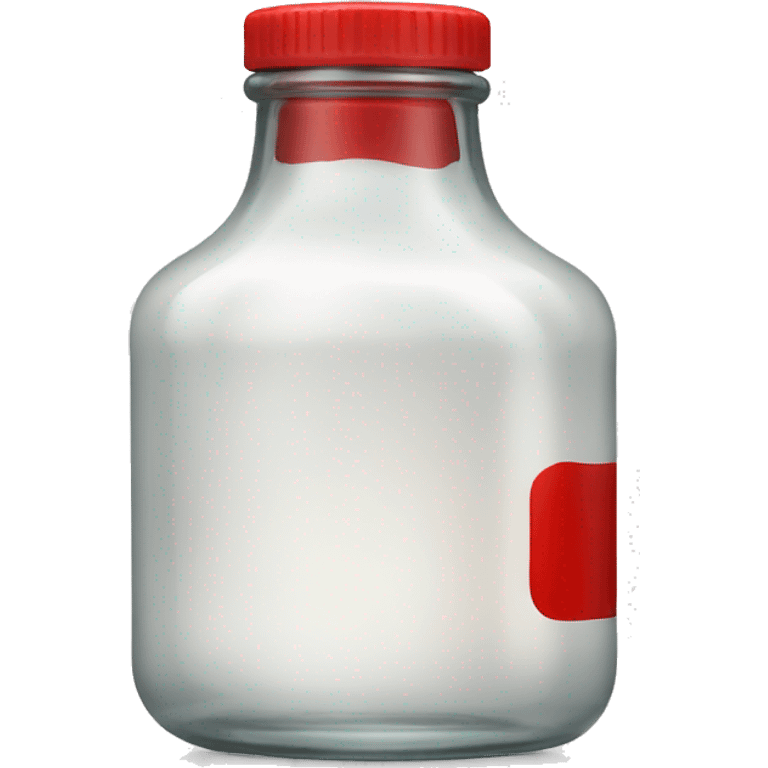 glass bottle with red lid filled with white liquid emoji