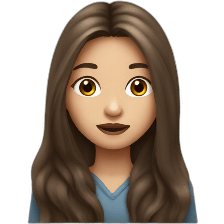 girl with long brown hair and a mole above the lips emoji